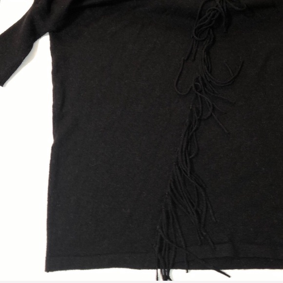 SANDRO S/M Alpaca Fringe Batwing Slouchy Black Sweater Knit EUC Sz 1 S/M - Picture 6 of 6